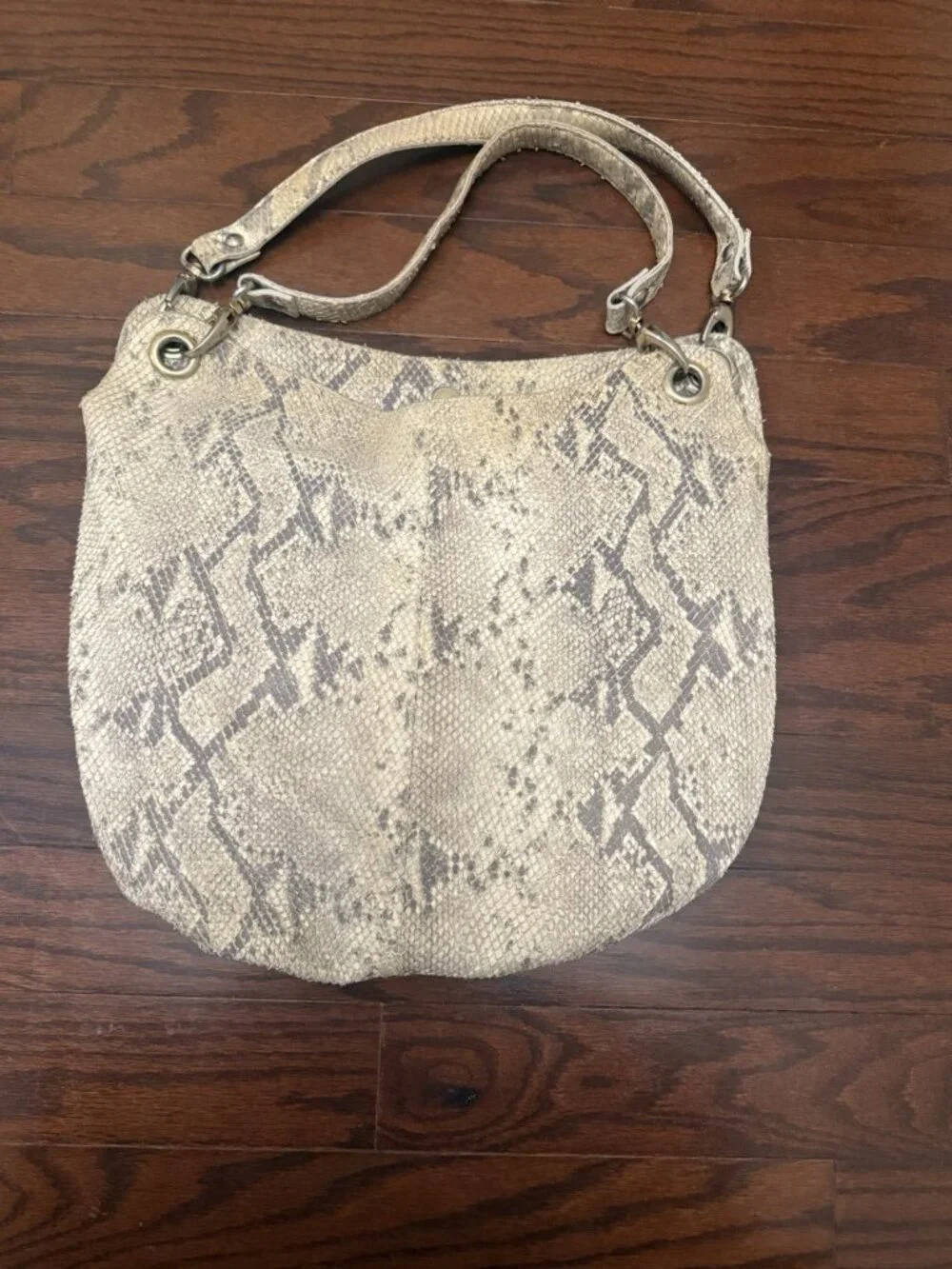 Maurizio Taiuti Textured Snake Skin Pattern Nubuck Leather Hobo NWOT